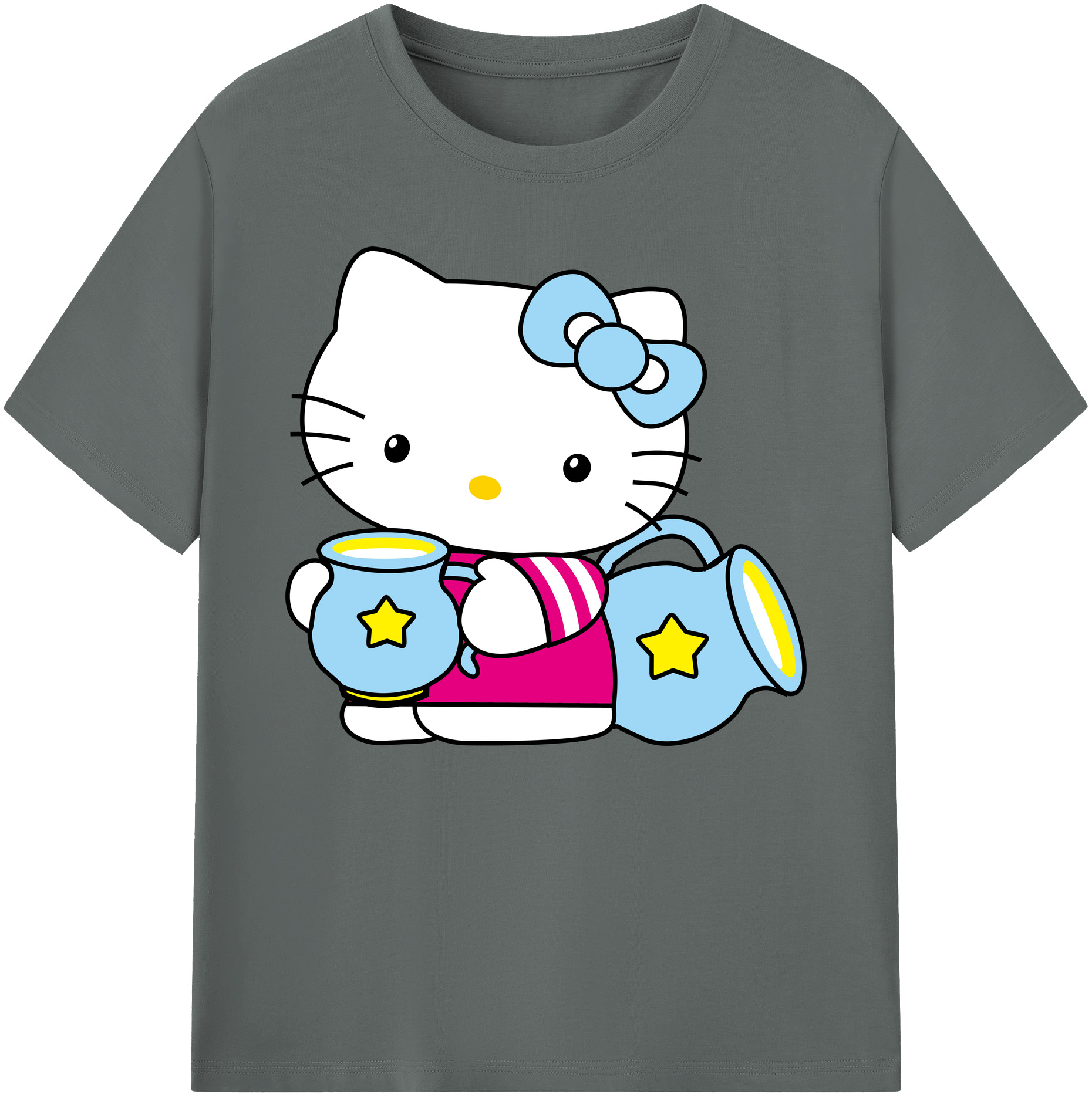 （画像用） Hello Kitty ハローキティ 綿100％ メンズ半袖Tシャツ｜肌触りやわらか＆通気性
